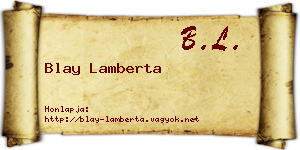 Blay Lamberta névjegykártya